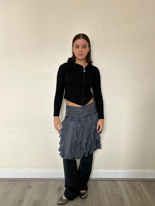 Grey ruffle midi skirt/top (size 8)