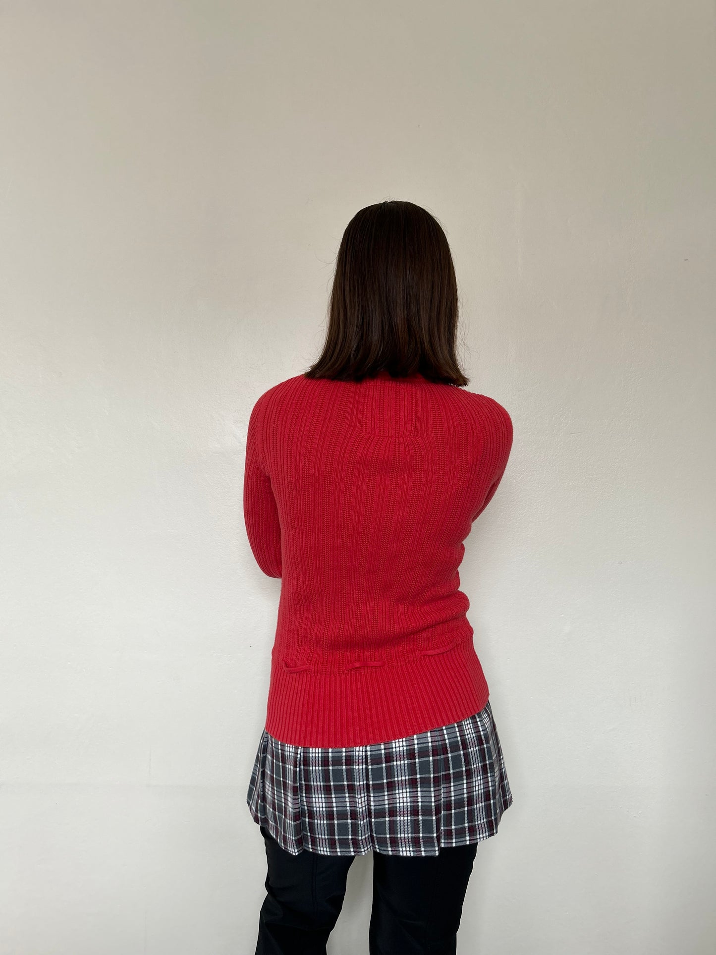 Red button up jumper (size 10)