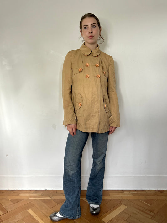 Button up beige peacoat (size 8)