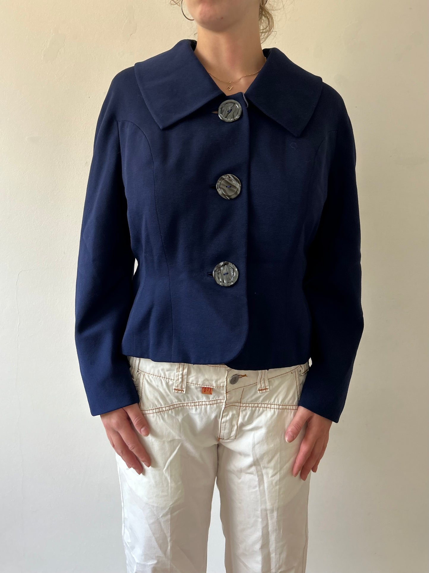 Navy button up jacket (size 12)