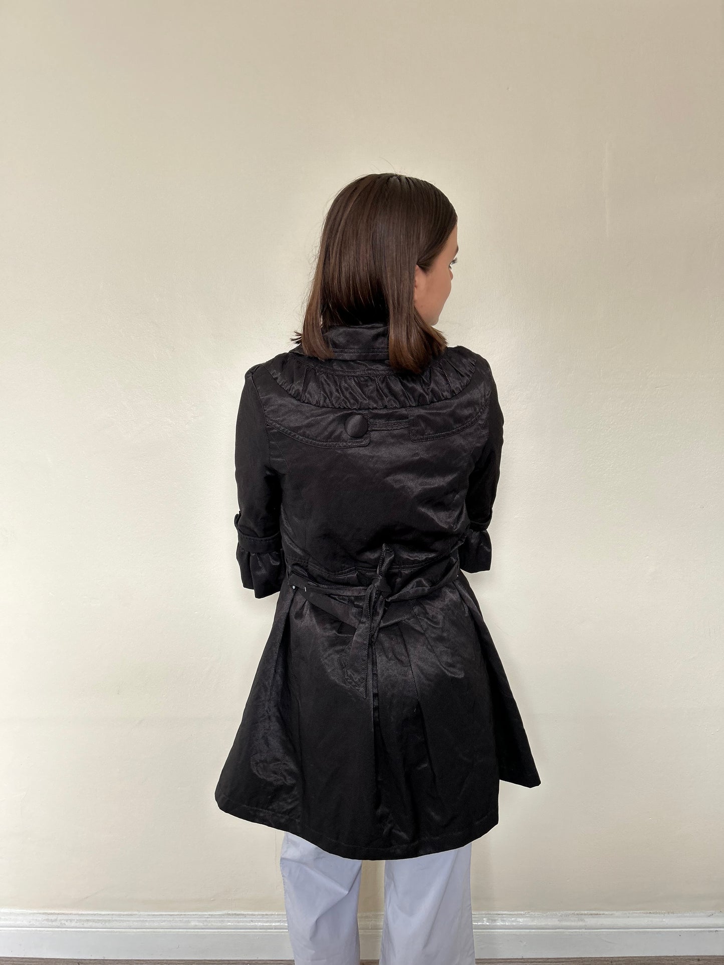 Black button up pea coat (size 10)