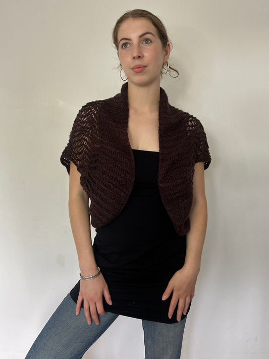 Brown knit bolero (size 14)